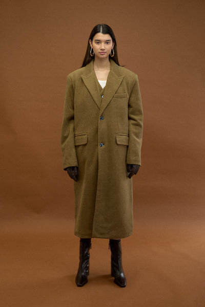 TEXTURED DOUBLE LAYER HERRINGBONE COAT