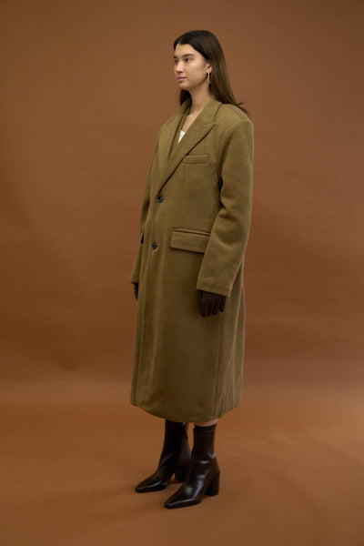 TEXTURED DOUBLE LAYER HERRINGBONE COAT