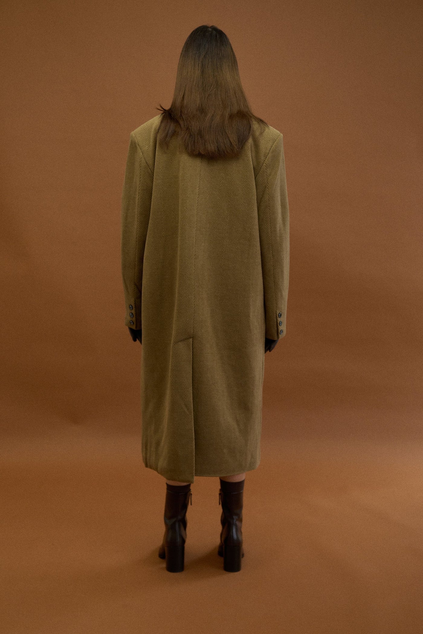 TEXTURED DOUBLE LAYER HERRINGBONE COAT