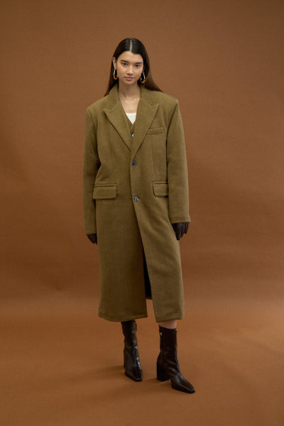 TEXTURED DOUBLE LAYER HERRINGBONE COAT