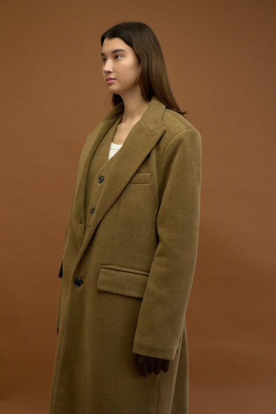 TEXTURED DOUBLE LAYER HERRINGBONE COAT