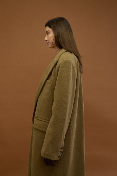 TEXTURED DOUBLE LAYER HERRINGBONE COAT