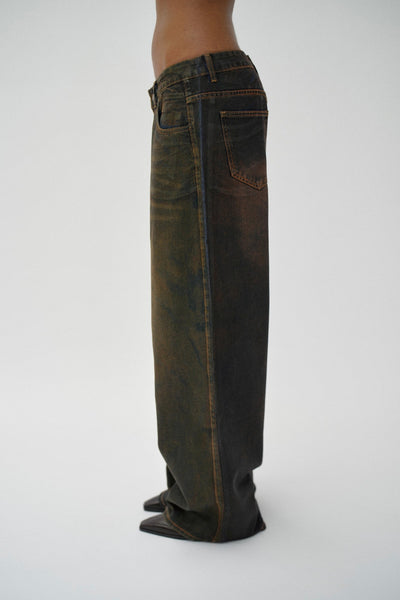 WAXED BAGGY JEANS