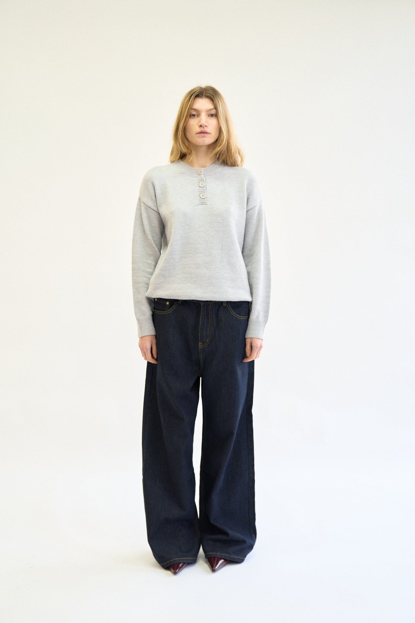 HENLEY KNIT SWEATER