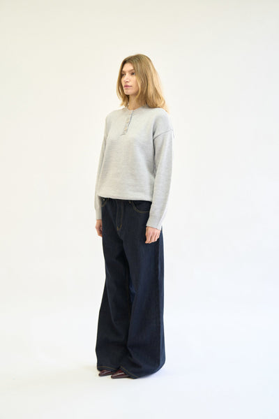HENLEY KNIT SWEATER