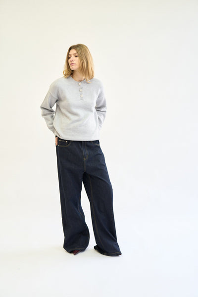 HENLEY KNIT SWEATER