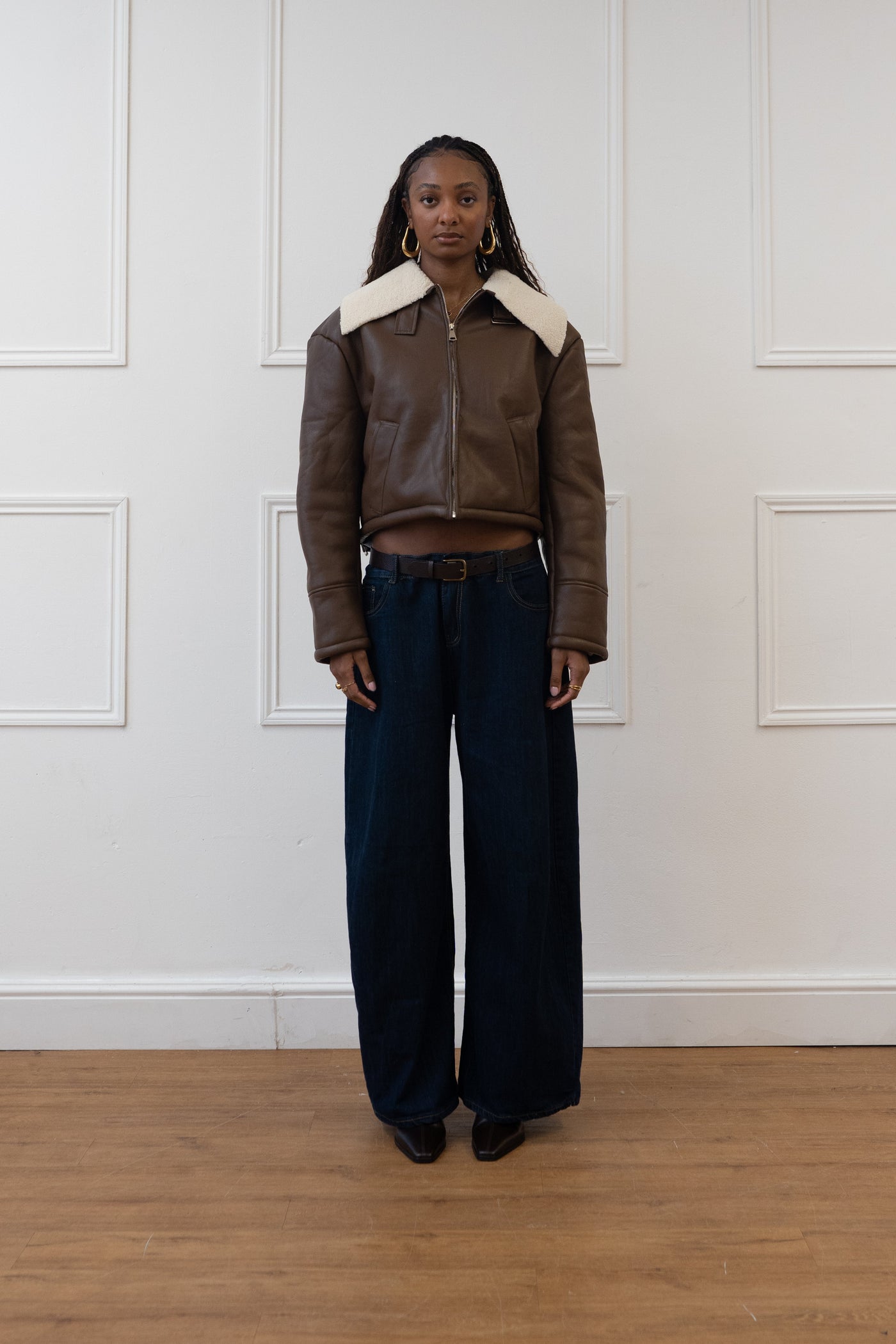 CROPPED FLIGHT JACKET, FAUX LEATHER