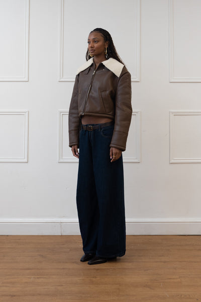CROPPED FLIGHT JACKET, FAUX LEATHER