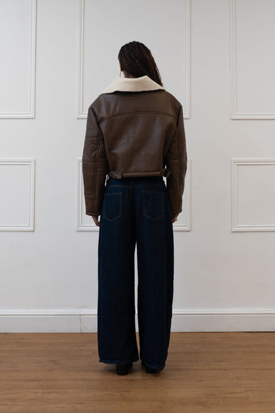 CROPPED FLIGHT JACKET, FAUX LEATHER
