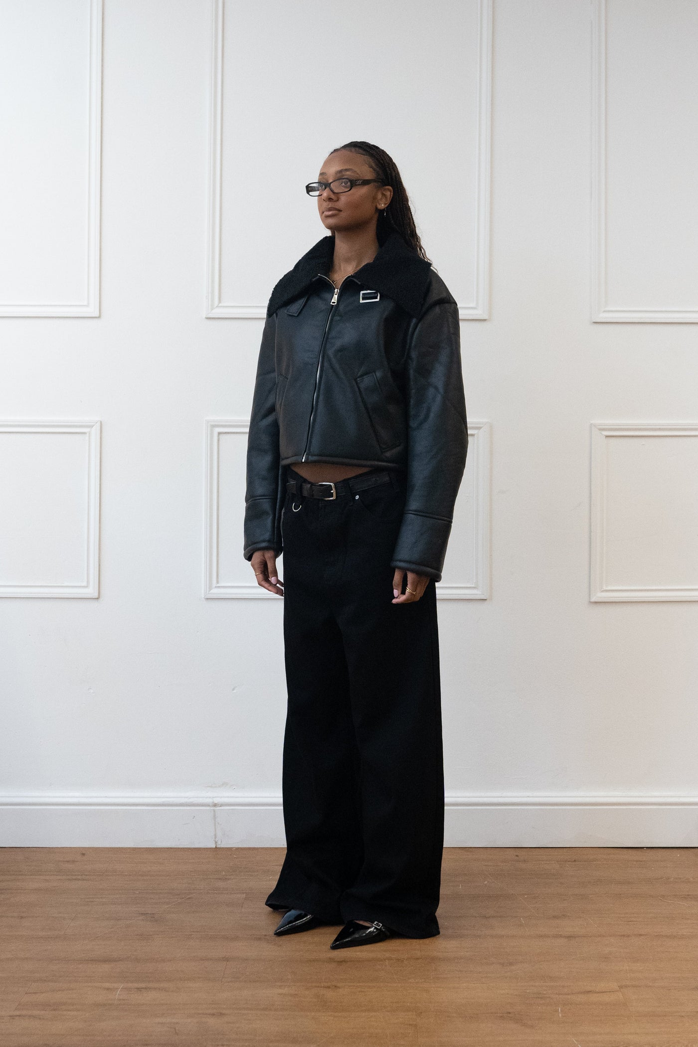 CROPPED FLIGHT JACKET, FAUX LEATHER