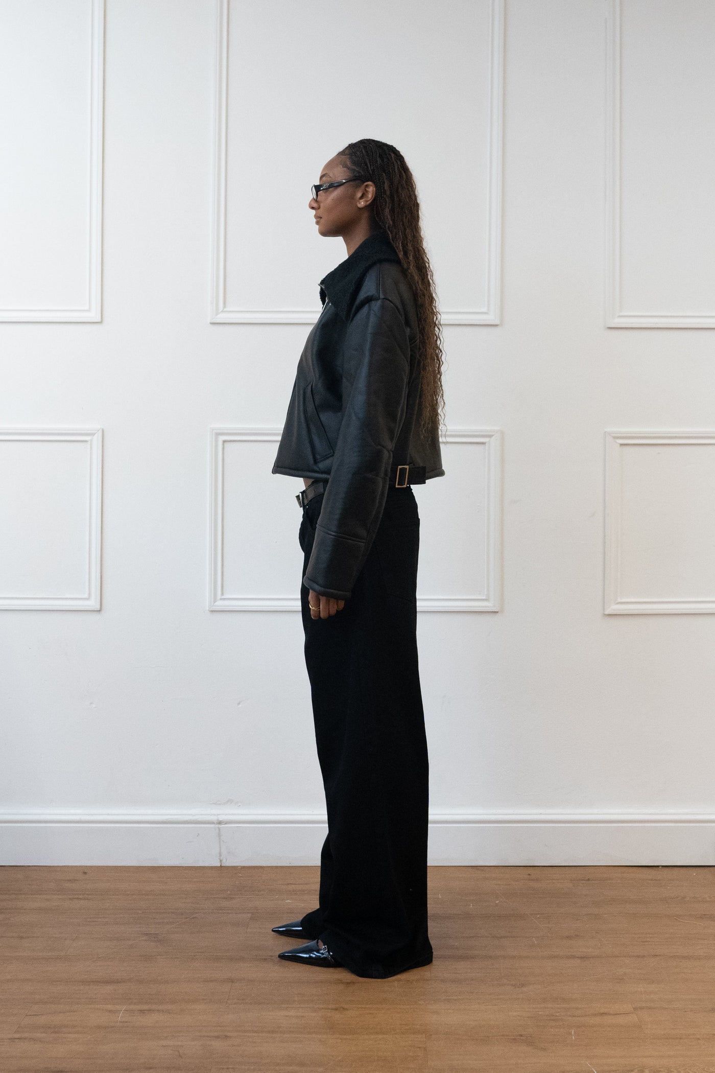CROPPED FLIGHT JACKET, FAUX LEATHER