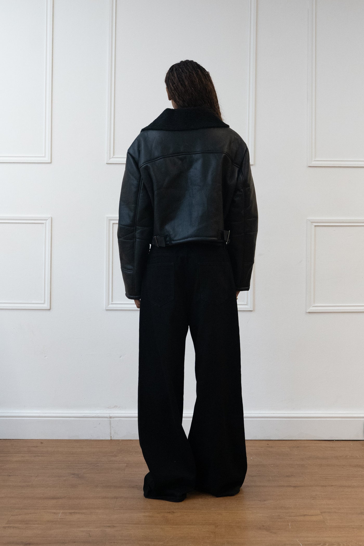 CROPPED FLIGHT JACKET, FAUX LEATHER