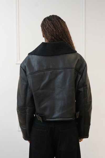 CROPPED FLIGHT JACKET, FAUX LEATHER
