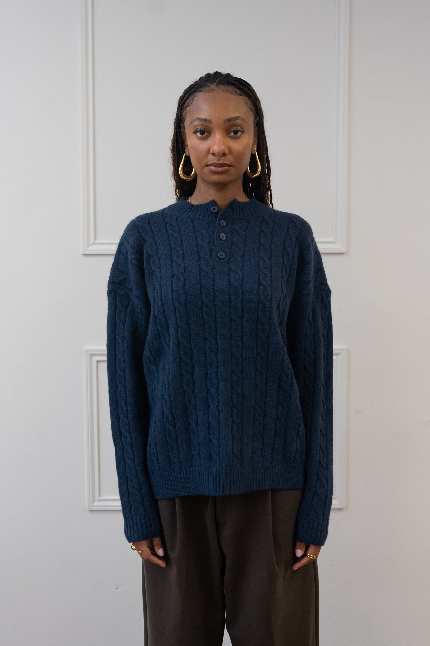KNITT MOCK COLLAR SWEATER