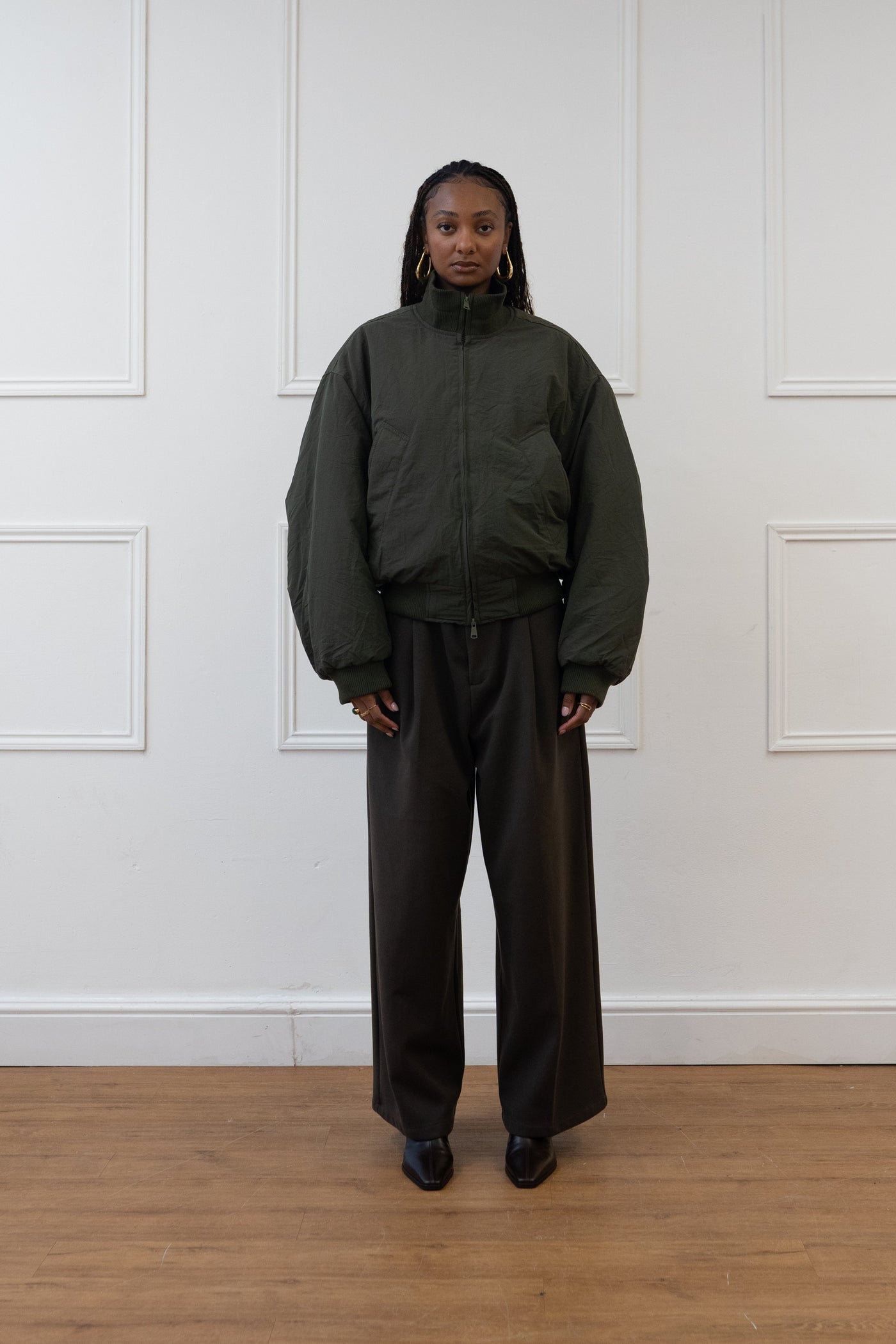 PUFFY BOMBER JACKET, SAGE