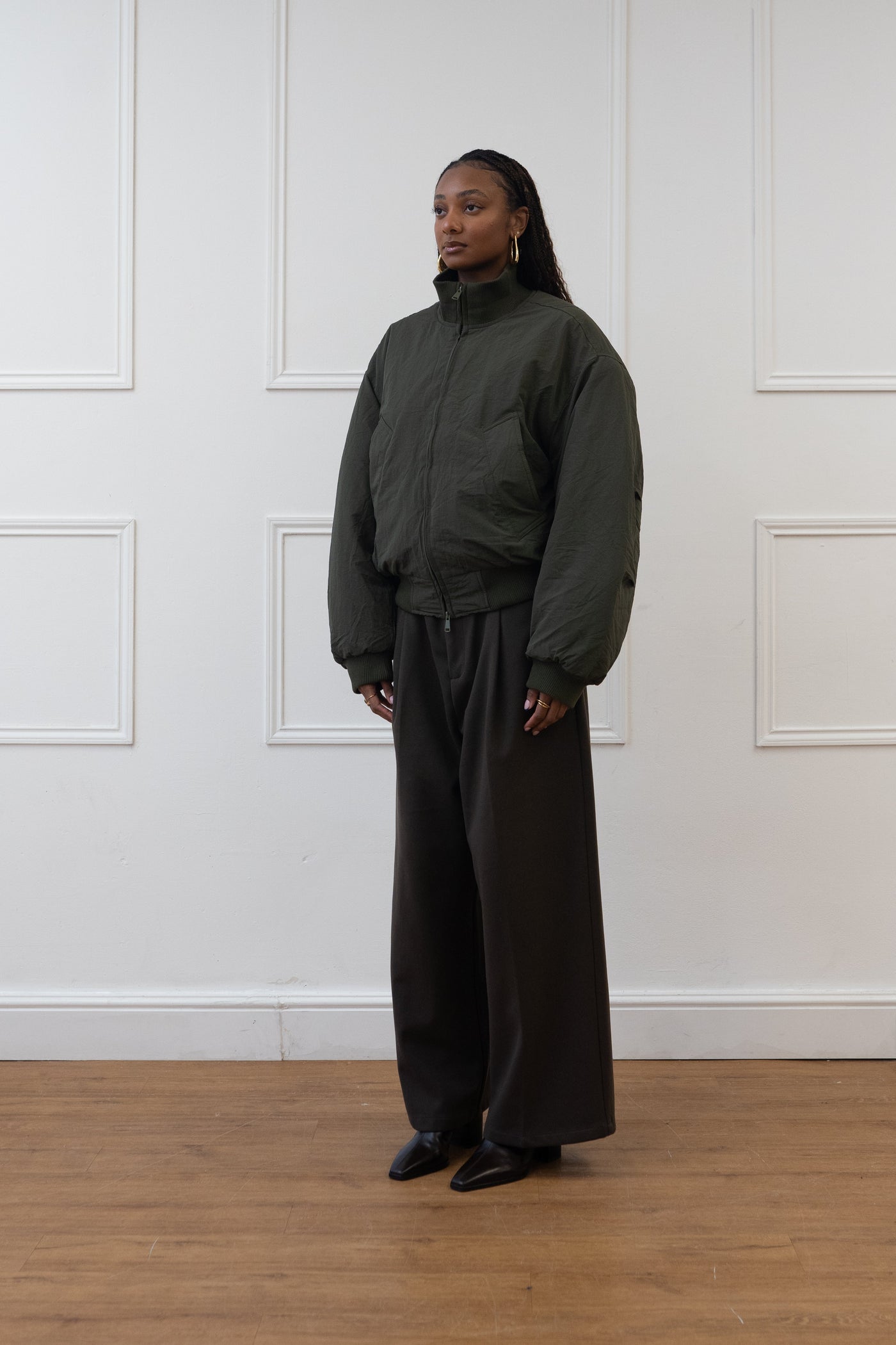 PUFFY BOMBER JACKET, SAGE