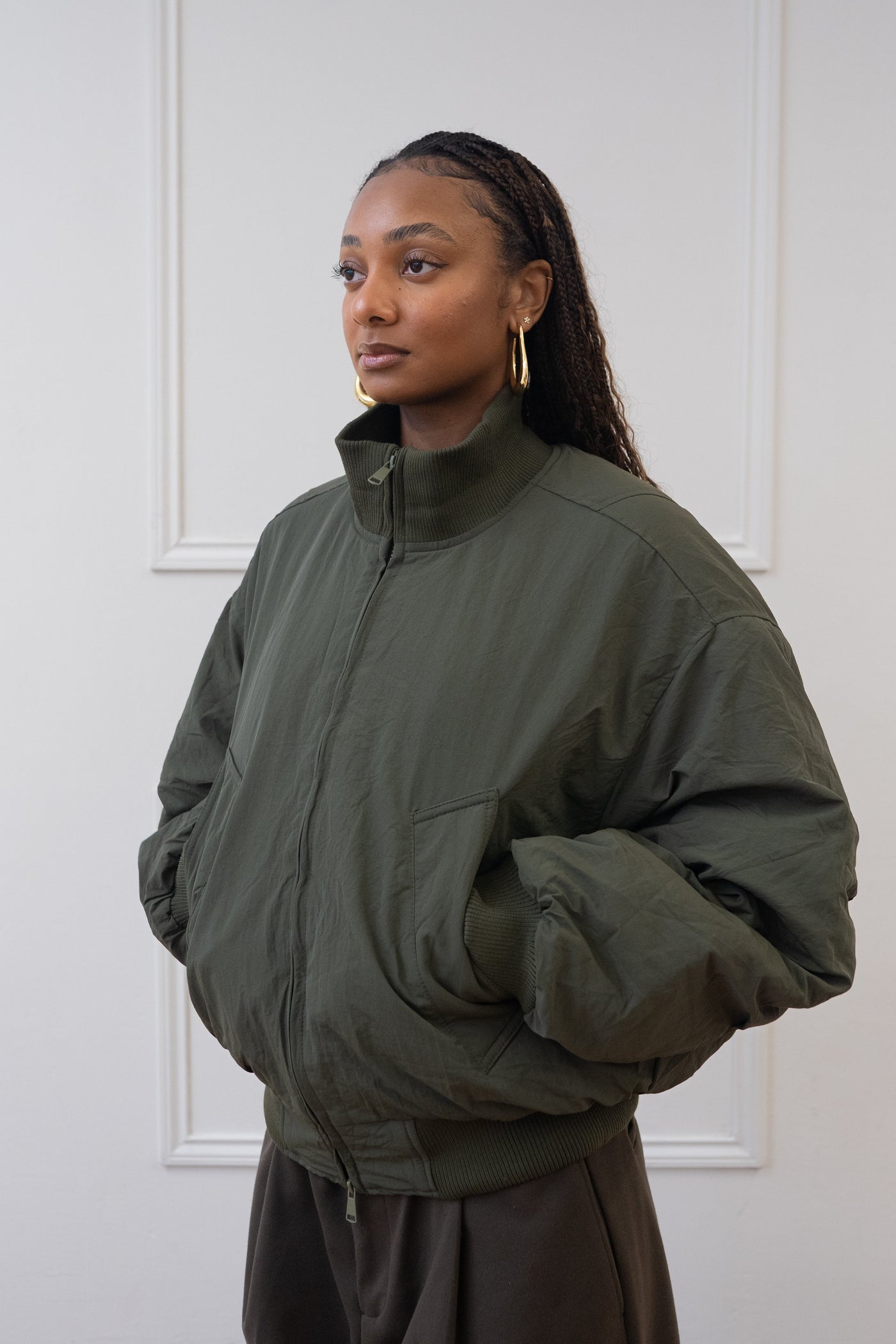 PUFFY BOMBER JACKET, SAGE