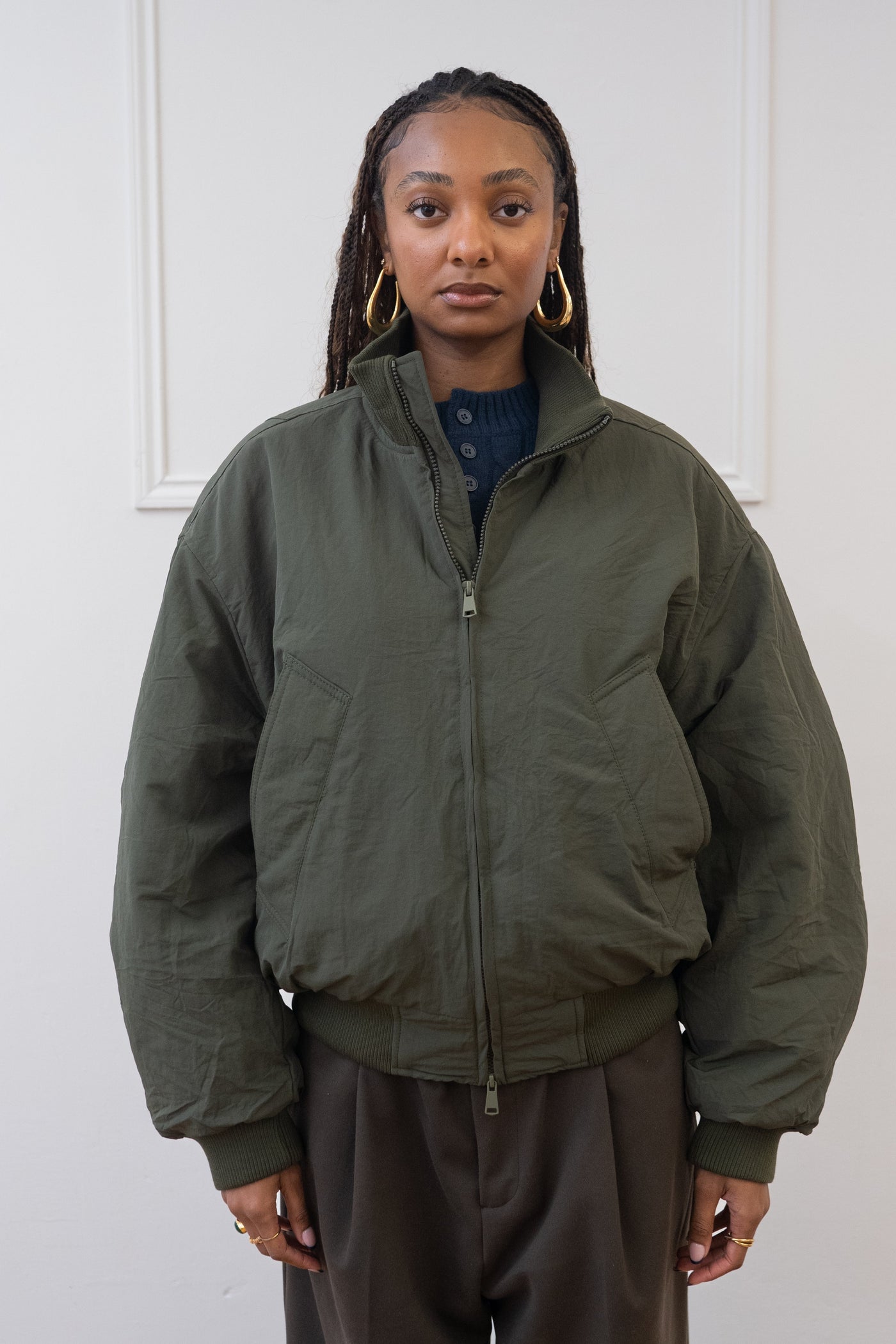 PUFFY BOMBER JACKET, SAGE