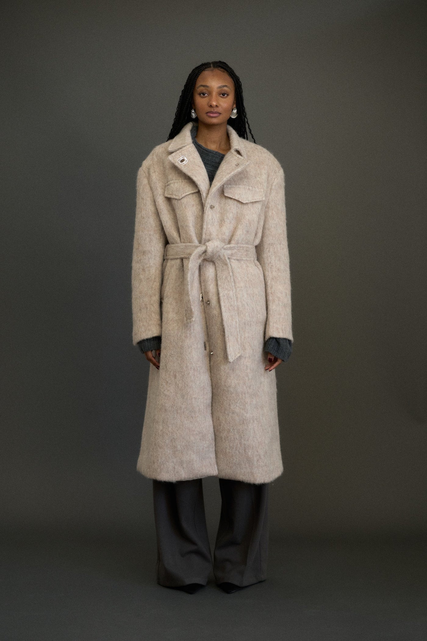 FAUX MOHAIR TAILORED COAT