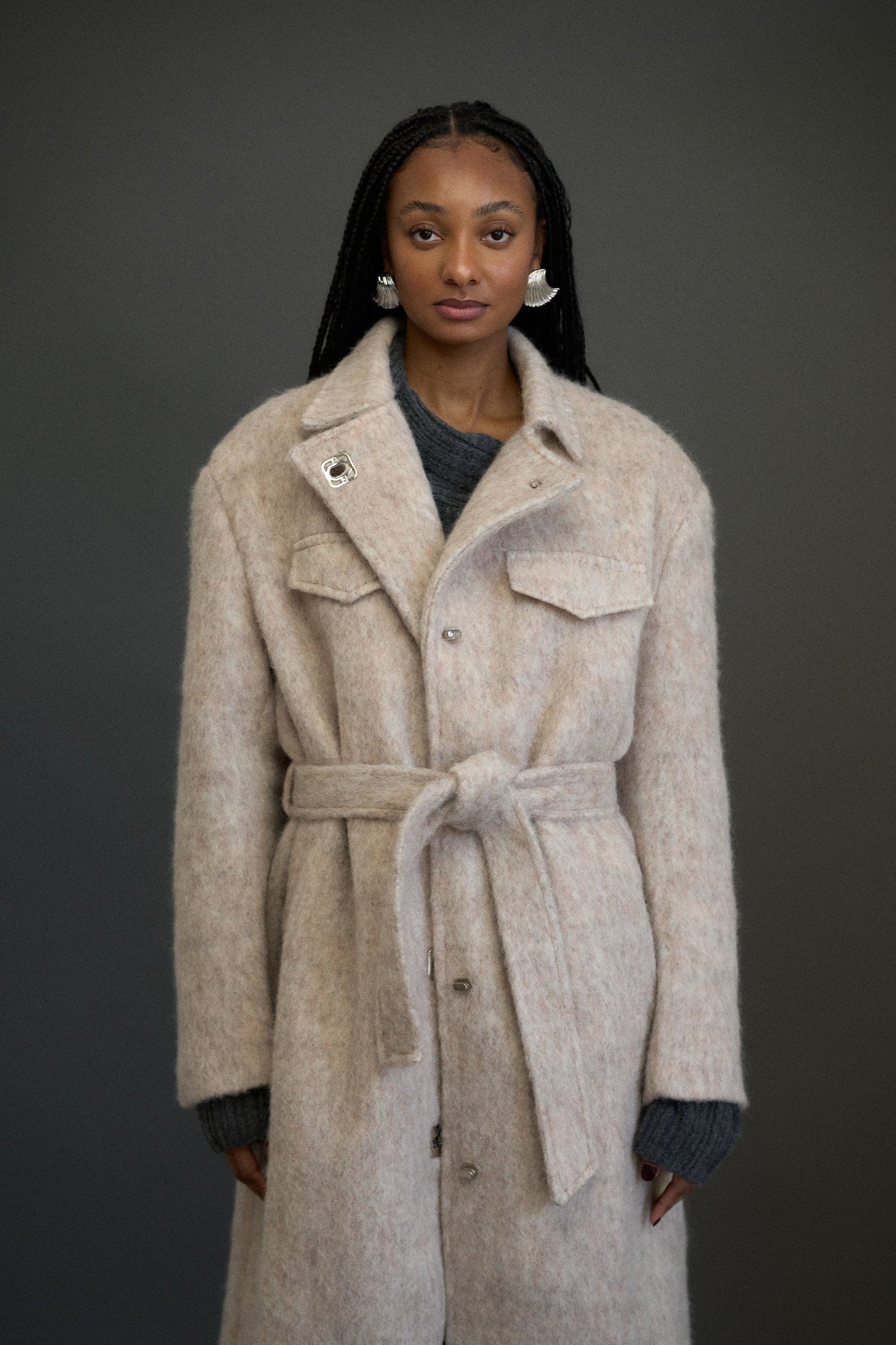 FAUX MOHAIR TAILORED COAT