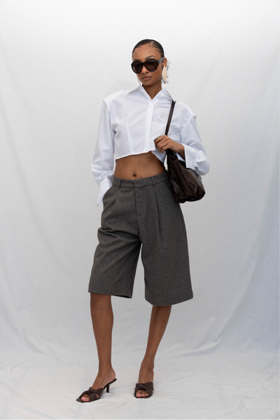 TAILORED TWILL SHORTS, MOTTLED