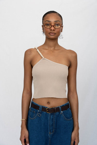 PEBBLE STRAP RIBBED TOP