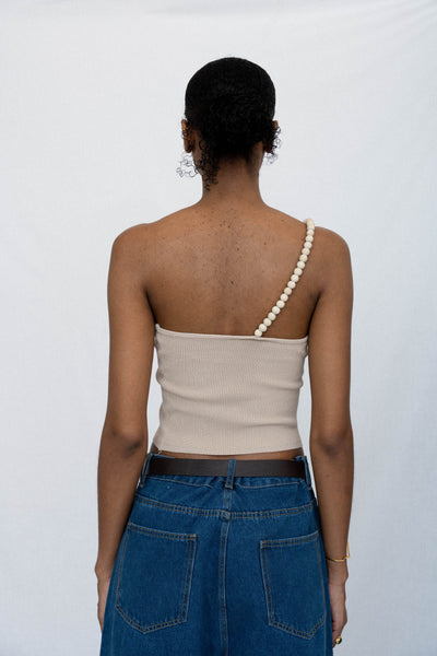 PEBBLE STRAP RIBBED TOP