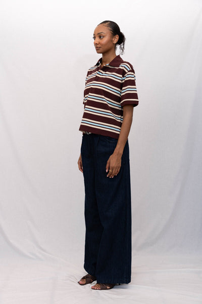 SPORTY POLO, MAROON STRIPED