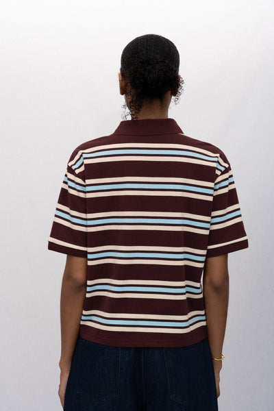 SPORTY POLO, MAROON STRIPED