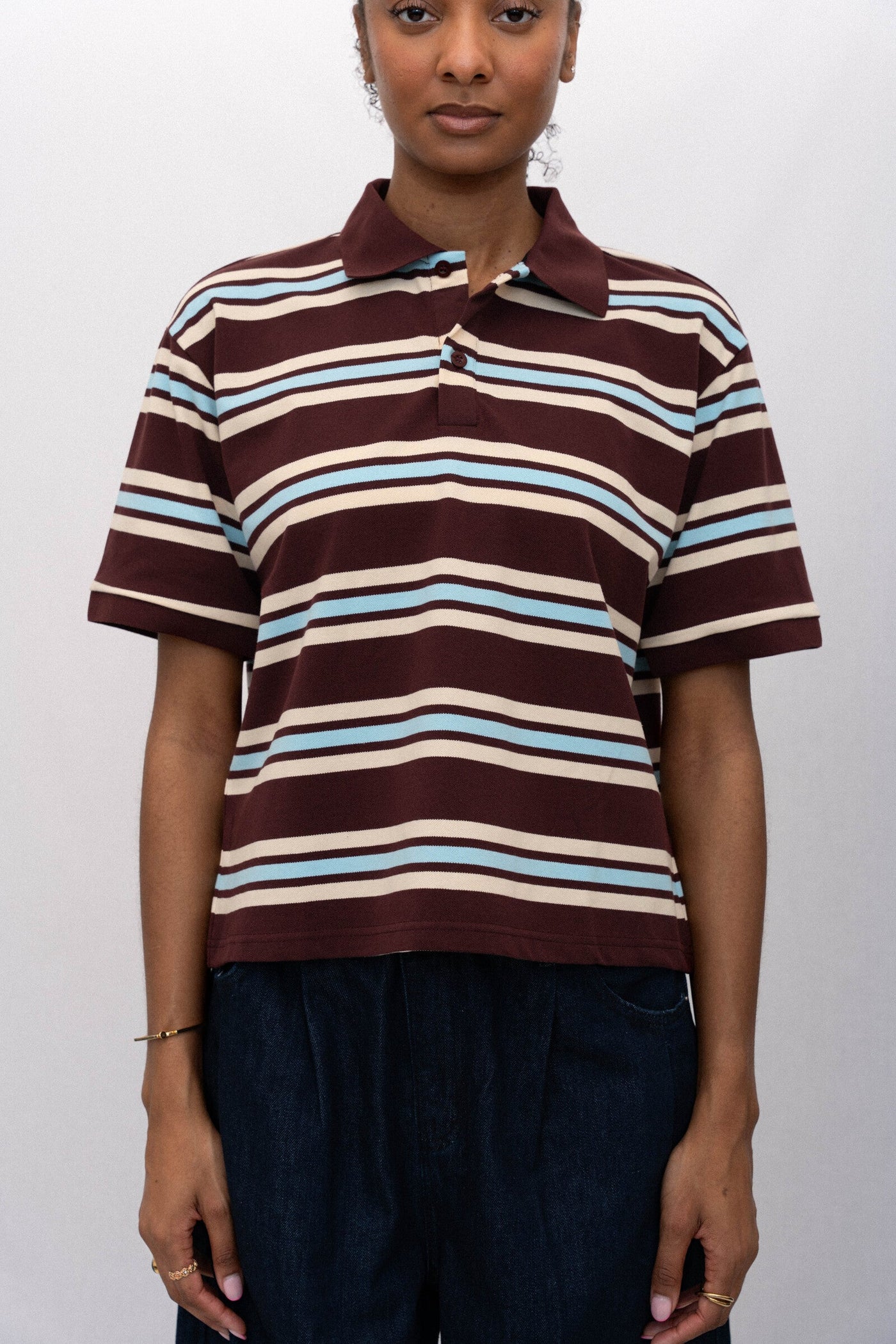 SPORTY POLO, MAROON STRIPED