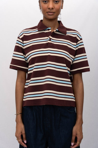 SPORTY POLO, MAROON STRIPED