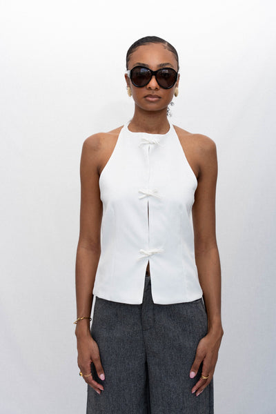 PEARLA BOW HALTER